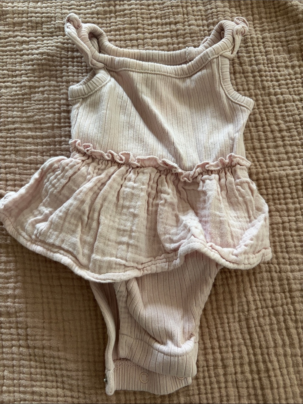 GAP Light Pink Ribbed Ruffled Baby Romper